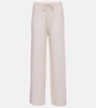 Cable-knit wool-blend wide-leg pants