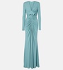 Bow-detail ruched jersey gown