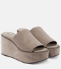 Suede platform slides