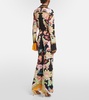 Floral high-rise jersey flared pants