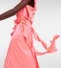 Ruffle satin wrap gown