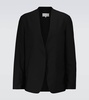 Collarless virgin wool blazer