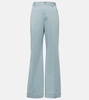 High-rise cotton-blend flared pants