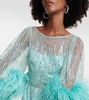 Imani embellished faux-feather trimmed gown