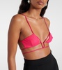 Tie-trimmed gabardine bra