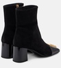 Edna suede and patent leather ankle boots