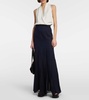 Nicia linen-blend and silk maxi skirt