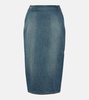 Blue Pencil Denim Midi Skirt