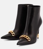 Chain leather ankle boots