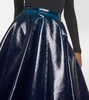 Coated wool-blend midi skirt