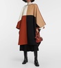 Colorblocked wool-blend cape