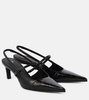 Sharp croc-effect leather slingback pumps