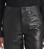 Mid-rise leather straight pants