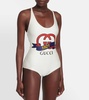 Shimmery stretch jersey swimsuit w/logo