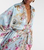 Embellished floral silk satin robe