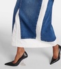 Denim and cotton maxi skirt