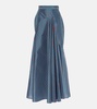 Checked ruffled silk-blend maxi skirt