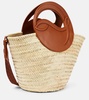 Biloumoon straw and leather basket bag