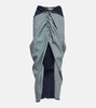 Draped denim maxi skirt