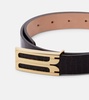 Croc-effect leather belt