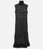 Metallic knit turtleneck midi dress