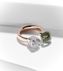 Nudo 18kt rose and white gold ring with diamonds and prasiolite 