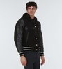 Logo leather-trimmed varsity jacket