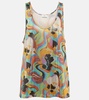 Printed scoop-neck tank top