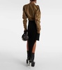 Flight cropped leather bomber jacket