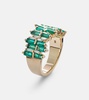 18kt gold ring with diamonds and emeralds