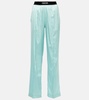 Silk-blend satin pajama pants