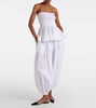 Pleated cotton poplin wide-leg pants