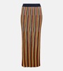 Alight striped metallic knit midi skirt