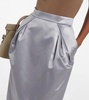 Satin draped midi skirt