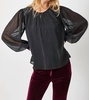 flowy glitter chiffon blouse in black