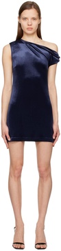 Navy Twisted Shoulder Minidress