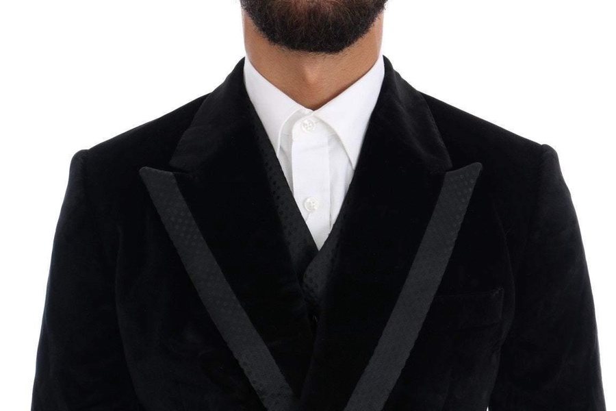 Dolce & Gabbana  Black Velvet Slim Double Breasted Suit