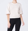 knit woven top in bone