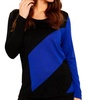 3/4 sleeve abstract crew top in black/royal