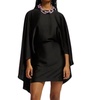 ediamond satin cape dress in black