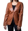 single-button v-neck blazer in brown