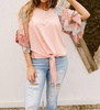 patricia patchwork top in peach