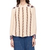 nan silk embroidery pintucked top in beige