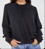 elastic  shirred blouse in black