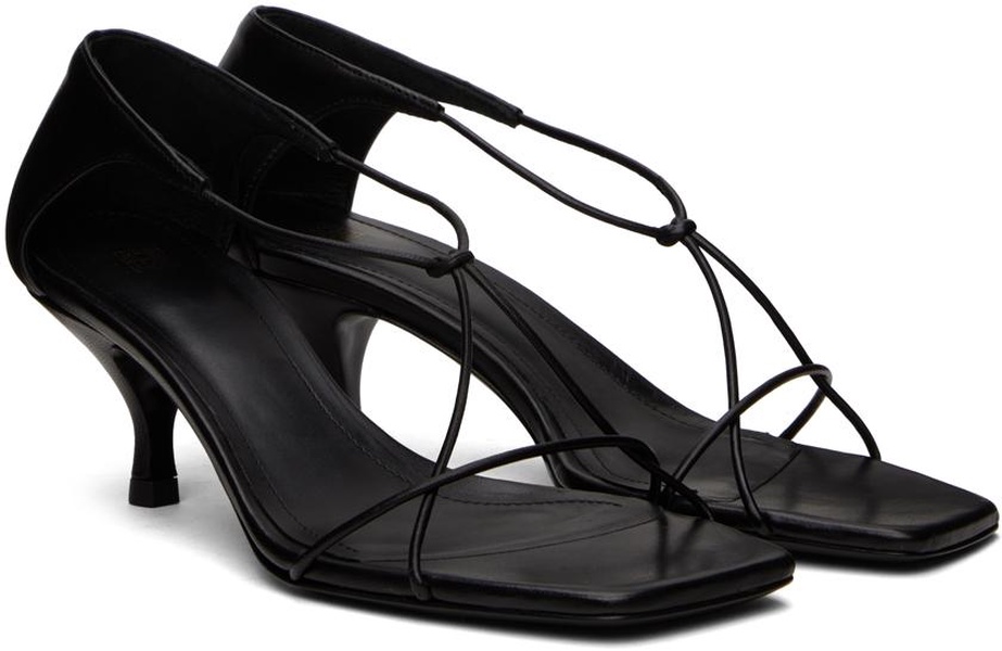 Black 'The Leather Knot' Heeled Sandals