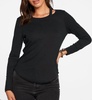 rib vented shoulder long sleeve tee in true black