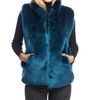 mink faux fur couture vest in sapphire