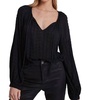 houndstooth tie front blouse in black