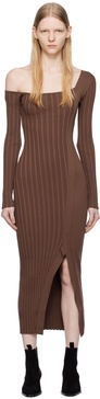 Brown Asymmetric Midi Dress