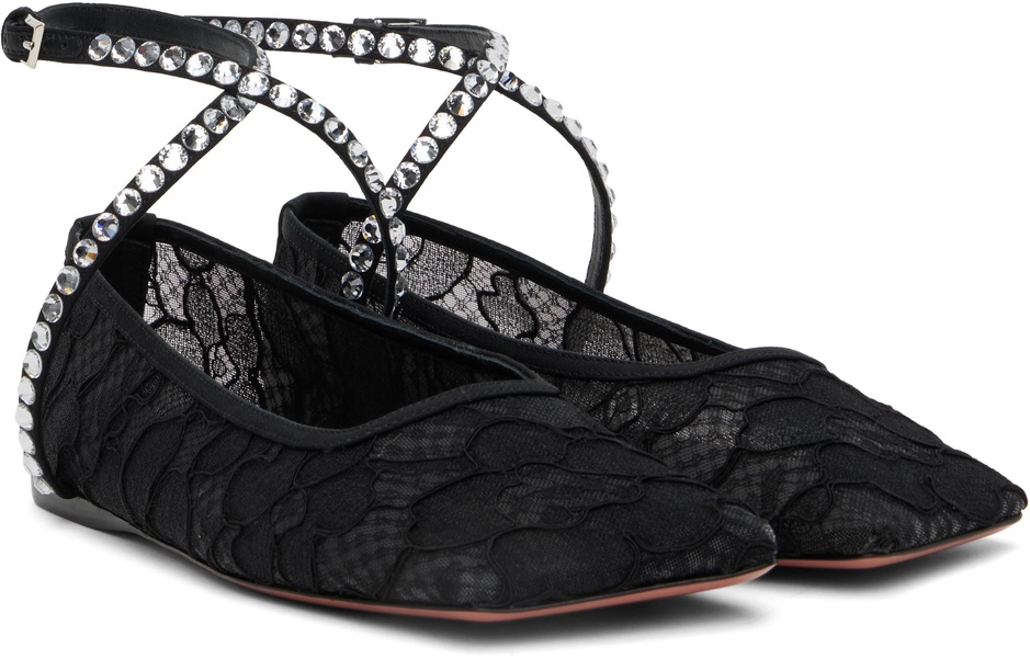 Black Ane Lace Ballerina Flats